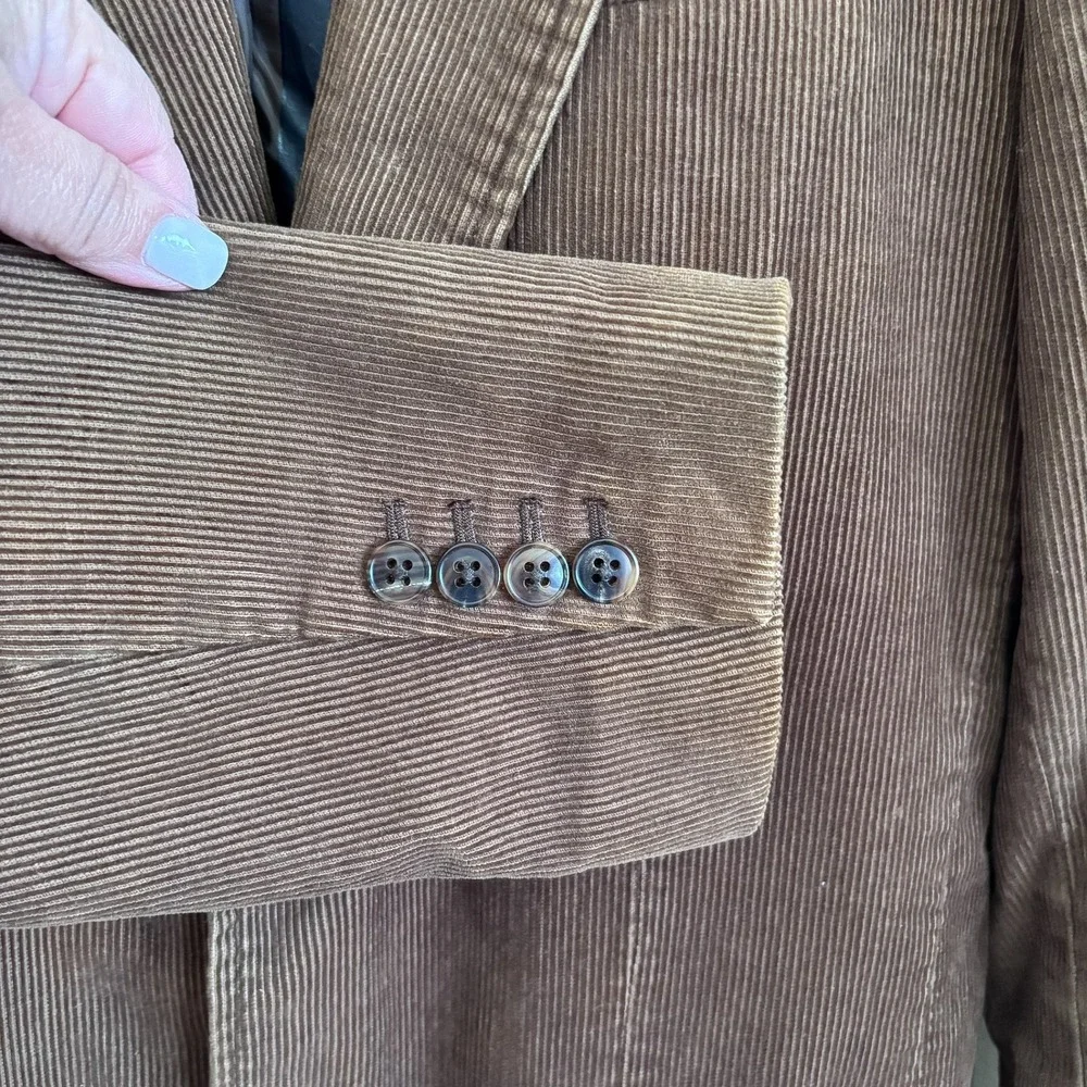 Juicy Couture Mens Vintage Corduroy Blazer Jacket Size 42 Brown Elbow Patches